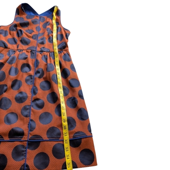 Anthropologie Maeve Rokin Dress Criss-Cross back Orange Navy Polkadots Women's 6 - Picture 16 of 16